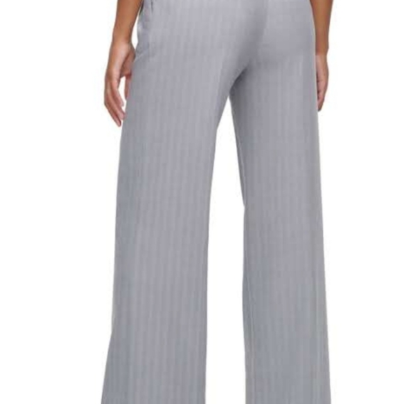 NWOT Calvin Klein Tall Womens Gray Pinstripe Wide-Leg Trousers Size 2 - Picture 6 of 8